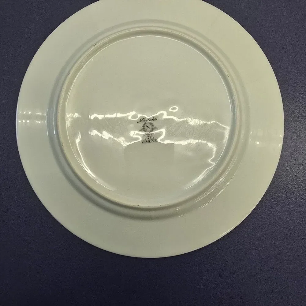 Noritake Ranier 6909 Dinner Plate White Floral & Platinum Trim 10-1/2” Vtg Set 4